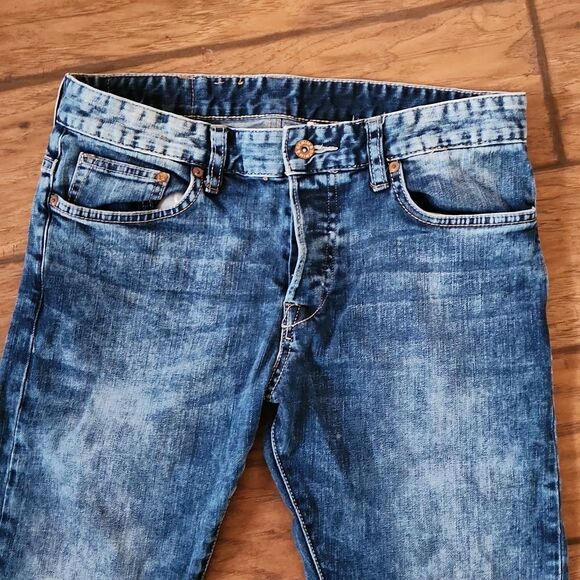 &Denim Slim low waist womens 32/32 blue denim jeans - Picture 2 of 7